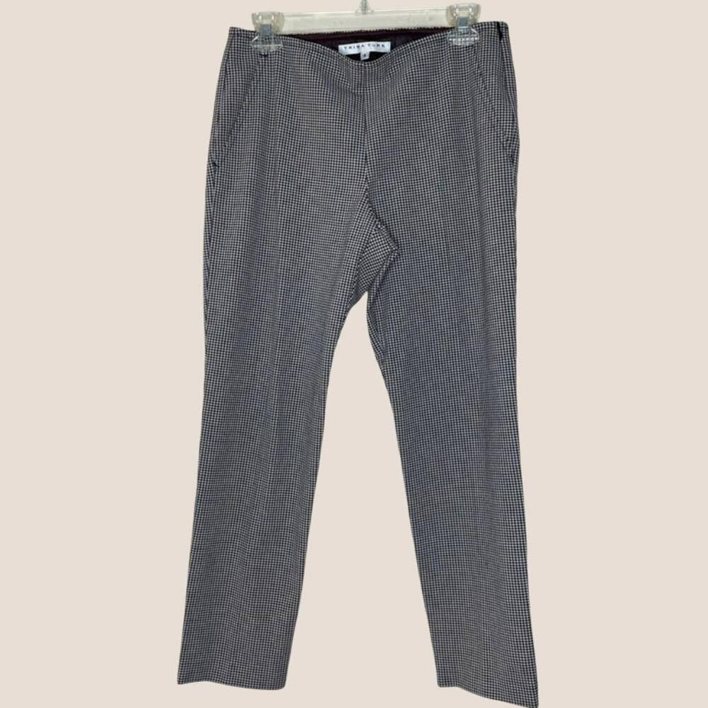 Trina Turk Straight Brown Plaid Work Slacks Pockets Zipper Side Size 4